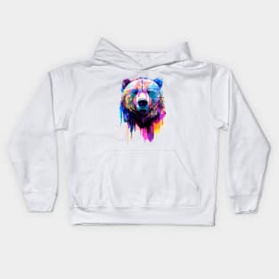 Bear Grizzly Wild Nature Animal Colors Kids Hoodie